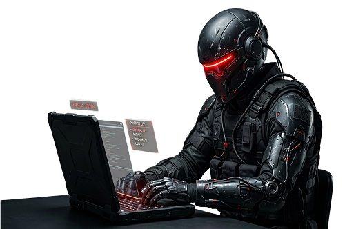 Cyber robot representing context-aware vulnerability prioritization.
