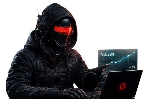 Cyber robot representing measurable vulnerability risk reduction.